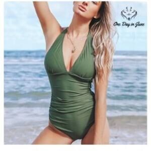 SEASELFIE Vintage High Waisted Convertible Halter One-Piece Size S